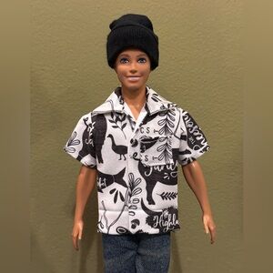 Handcrafted farm and organics themed doll shirt